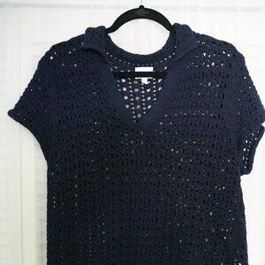 Cyrus Navy Short Sleeve Blouse
